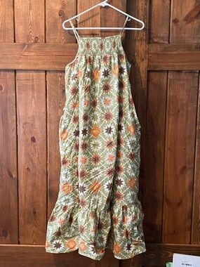 Universal Thread Green Quilt Print Smocked Halter Maxi Dress
